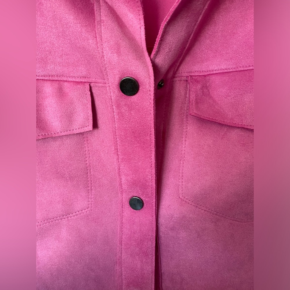 Zara Pink Button-Down Shirt Jacket - Picture 5 of 7